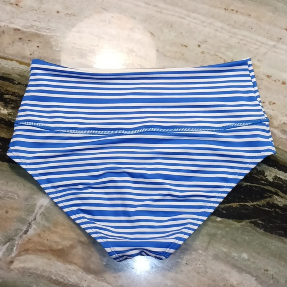 Nike sport mesh high-waist bikini bottom - Small - battle blue/white